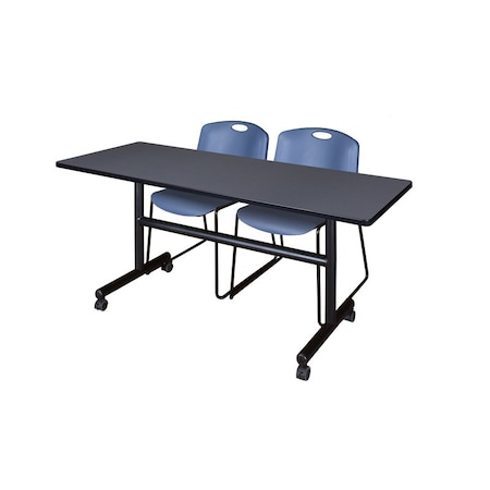 Kobe FlipTop Table, 60" W, 29" H, Laminate Top, Gray MKFT6024GY44BE